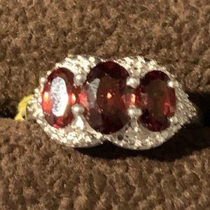 3 stone garnet and zircon ring